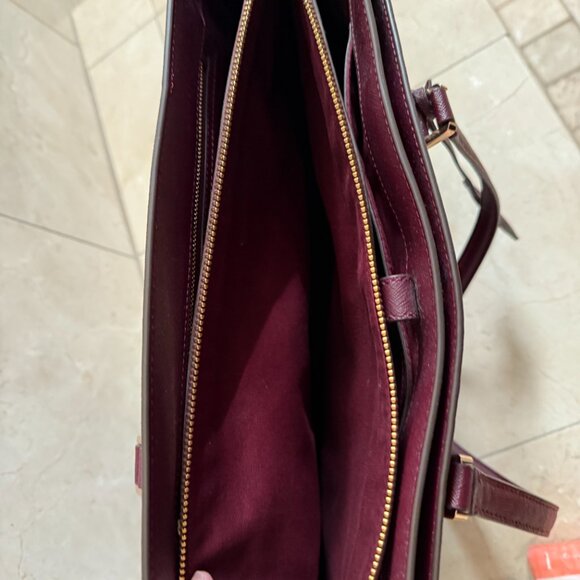 Dark Red Leather Tory Burch Robinson Tote - Picture 6 of 8